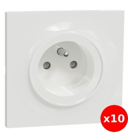 Schneider Odace - LOT de 10 prises 2P+T - 16A + plaque - complet - Réf : S520059 x10 + S520702 x10