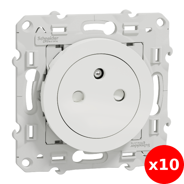 Schneider Electric - Prise 2P+T affleurante blanc - S520052 x 10