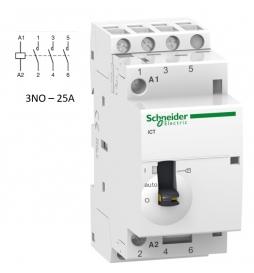 Schneider - Contacteur Acti9 - J/N - 25A - 3NO - 230/240V 50Hz - A9C21833