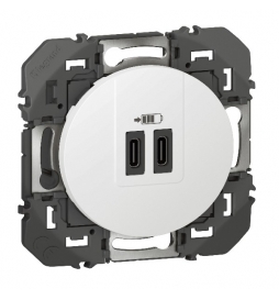 Legrand - Dooxie - Double chargeur USB Type-C - 3A - 15W - Blanc - Réf : 600345